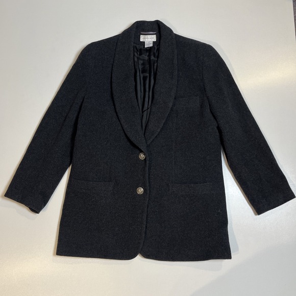 Jennifer Moore Wool Blend Coat Size 16 Charcoal 2 Button Lined Winter Jacket - Picture 1 of 8